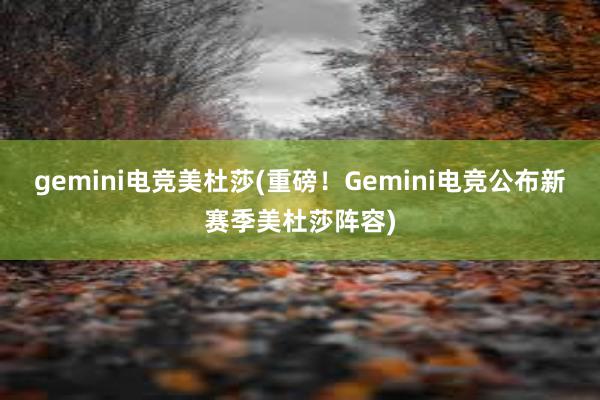 gemini电竞美杜莎(重磅！Gemini电竞公布新赛季美杜莎阵容)