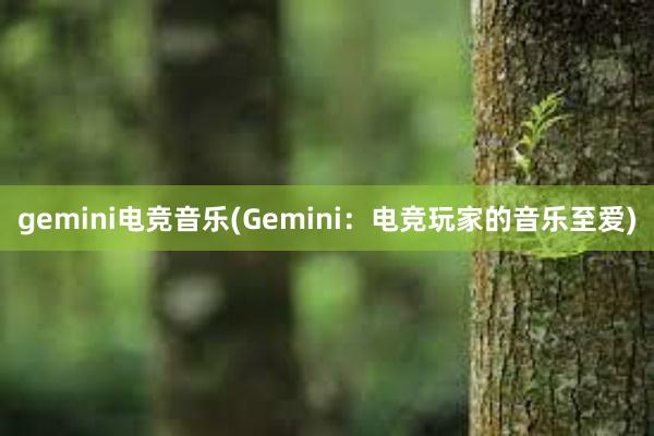 gemini电竞音乐(Gemini：电竞玩家的音乐至爱)