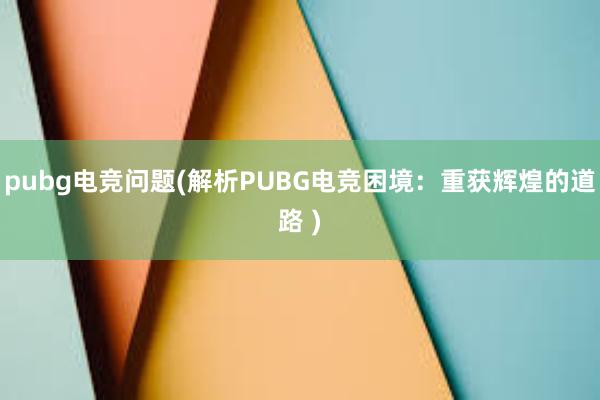 pubg电竞问题(解析PUBG电竞困境：重获辉煌的道路 )