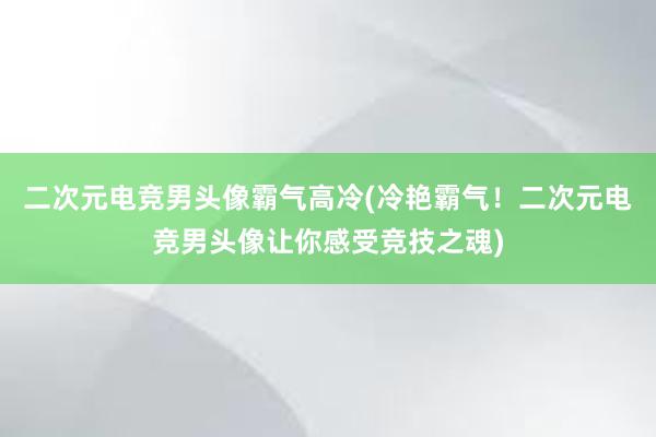 二次元电竞男头像霸气高冷(冷艳霸气！二次元电竞男头像让你感受竞技之魂)