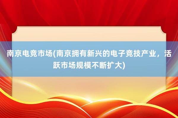 南京电竞市场(南京拥有新兴的电子竞技产业，活跃市场规模不断扩大)