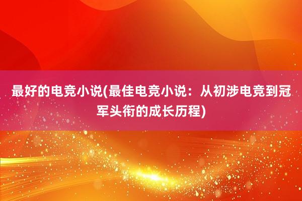 最好的电竞小说(最佳电竞小说：从初涉电竞到冠军头衔的成长历程)