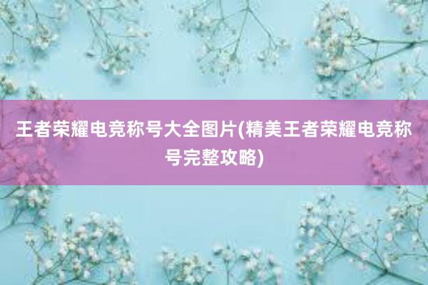 王者荣耀电竞称号大全图片(精美王者荣耀电竞称号完整攻略)