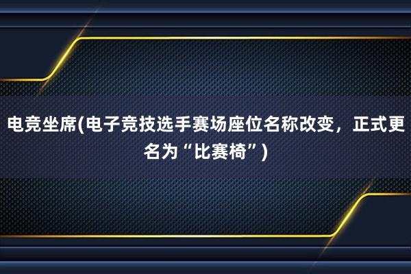 电竞坐席(电子竞技选手赛场座位名称改变，正式更名为“比赛椅”)