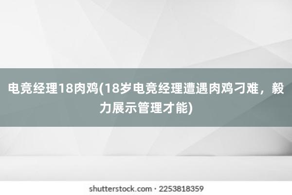 电竞经理18肉鸡(18岁电竞经理遭遇肉鸡刁难，毅力展示管理才能)