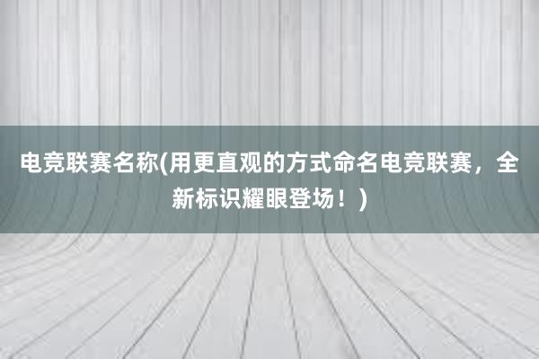 电竞联赛名称(用更直观的方式命名电竞联赛，全新标识耀眼登场！)