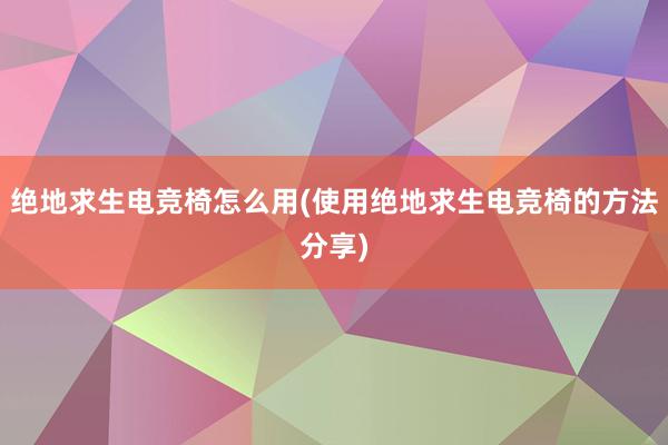 绝地求生电竞椅怎么用(使用绝地求生电竞椅的方法分享)