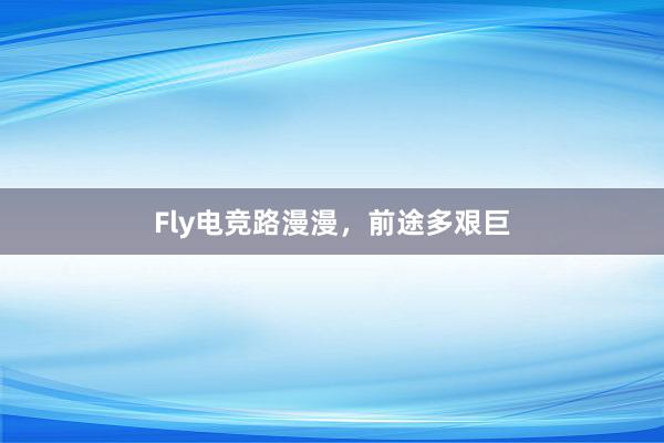 Fly电竞路漫漫，前途多艰巨