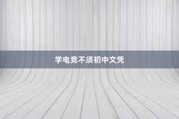 学电竞不须初中文凭