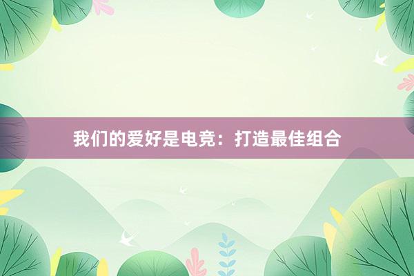 我们的爱好是电竞：打造最佳组合