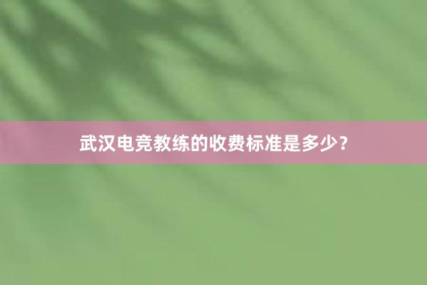 武汉电竞教练的收费标准是多少？