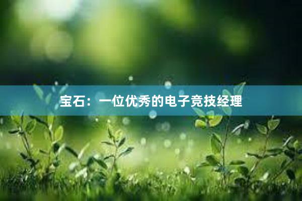 宝石：一位优秀的电子竞技经理