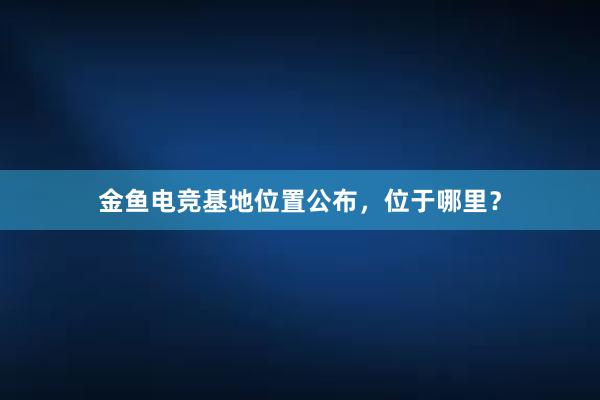 金鱼电竞基地位置公布，位于哪里？